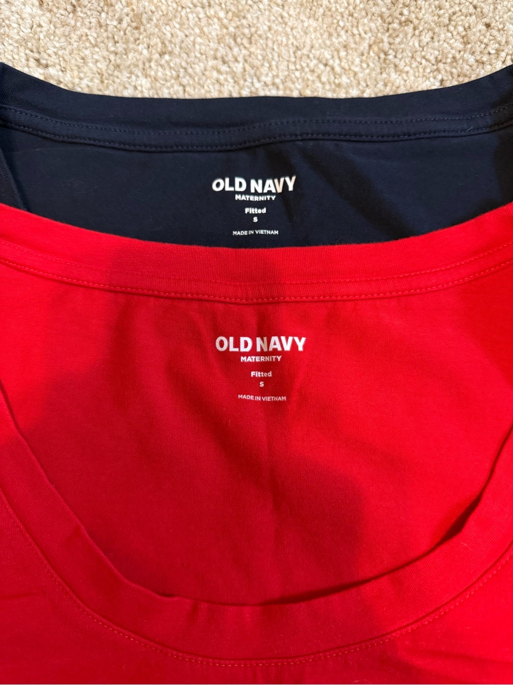 Maternity Old Navy Short Sleeve Crewneck Tee in Red and Navy Blue